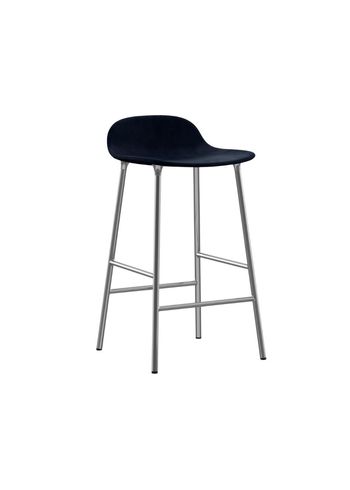 Normann Copenhagen - stołek barowy - Form Barstool 65 cm Full Upholstery Steel - Chrome / City Velvet vol. 2 52