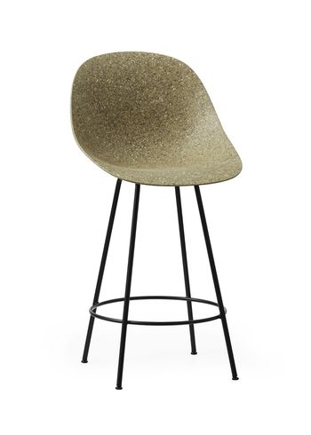 Normann Copenhagen - Banco de bar - Mat Bar Chair 65 cm Steel - Seaweed / Black Steel