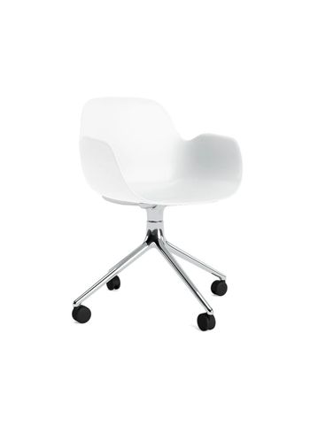 Normann Copenhagen - Silla de oficina - Form Armchair Swivel 4W Alu - White / Aluminum