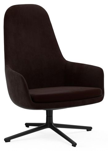 Normann Copenhagen - Lænestol - Era Lounge Chair Høj Drejestel - Sort Aluminium Stel / Stof: City Velvet