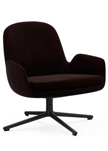 Normann Copenhagen - Sessel - Era Lounge Chair Low Swivel - Black Alu Frame / Fabric: City Velvet
