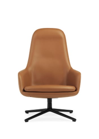 Normann Copenhagen - Lænestol - Era Lounge Chair Høj Drejestel - Aluminium sort Stel / Ultra læder