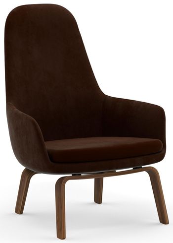 Normann Copenhagen - Fotel - Era Lounge Chair High Wood - Walnut Frame / Fabric: City Velvet