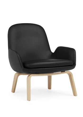 Normann Copenhagen - Fotel - Era Lounge Chair Low Wood - Stel: Eg /Ultra leather: 41599 (Black)