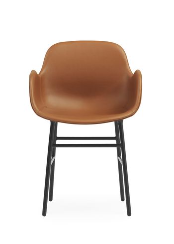 Normann Copenhagen - Eetkamerstoel - Form Armchair - Full Upholstery Steel, Chrome & Brass - Stel: Sort Stål / Ultra Leather: 41574 (Brandy) - 41599 (Black)