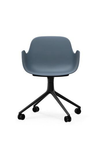 Normann Copenhagen - Chaise de bureau - Form Armchair Swivel 4W - Blue - Black Aluminum