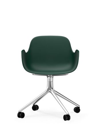 Normann Copenhagen - Chaise de bureau - Form Armchair Swivel 4W - Green - Aluminum