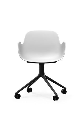 Normann Copenhagen - Chaise de bureau - Form Armchair Swivel 4W - White - Black Aluminum