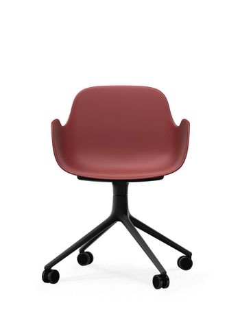 Normann Copenhagen - Chaise de bureau - Form Armchair Swivel 4W - Red - Black Aluminum