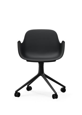Normann Copenhagen - Silla de oficina - Form Armchair Swivel 4W - Black - Black Aluminum