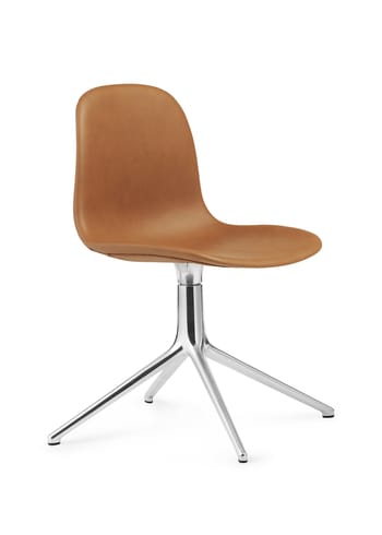 Normann Copenhagen - Stoel - Form Chair - Swivel 4L Full Upholstery - Frame: Aluminium / Ultra leather brandy