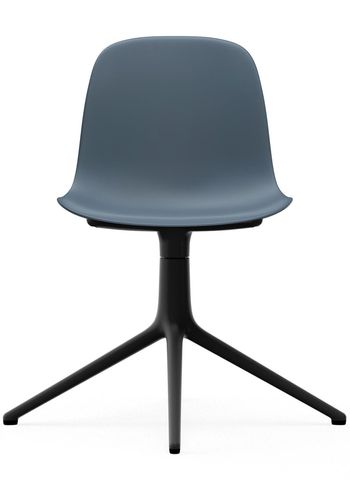 Normann Copenhagen - - Form Chair - Swivel 4L - Frame: Black Aluminium / Seat: Blue