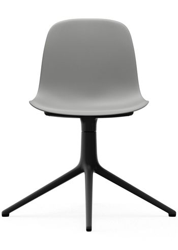 Normann Copenhagen - - Form Chair - Swivel 4L - Frame: Black Aluminium / Seat: Grey
