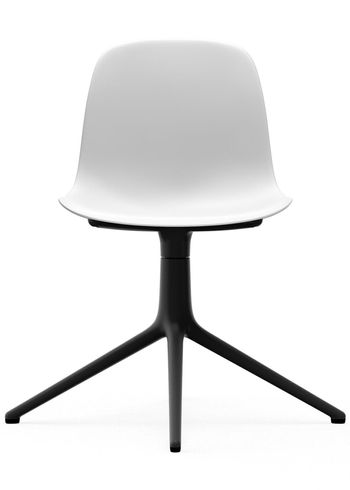 Normann Copenhagen - - Form Chair - Swivel 4L - Frame: Black Aluminium / Seat: White