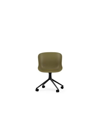 Normann Copenhagen - Chaise - Hyg Chair Swivel 4W - Olive - Black Aluminum