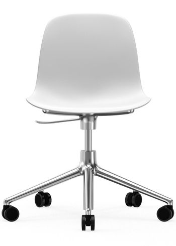 Normann Copenhagen - Chaise de bureau - Form Chair - Swivel 5W Gaslift - Frame: Aluminium / Seat: White
