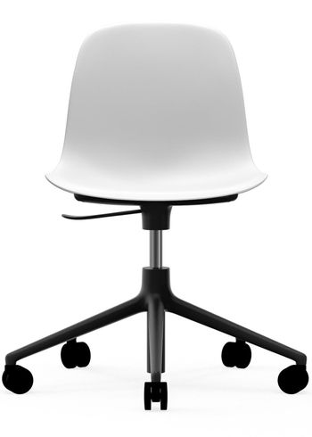 Normann Copenhagen - Chaise de bureau - Form Chair - Swivel 5W Gaslift - Frame: Black Aluminium / Seat: White