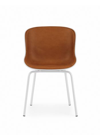 Normann Copenhagen - Stoel - Hyg Chair by Simon Legald / Front Upholstery - White / Ultra Leather Brandy