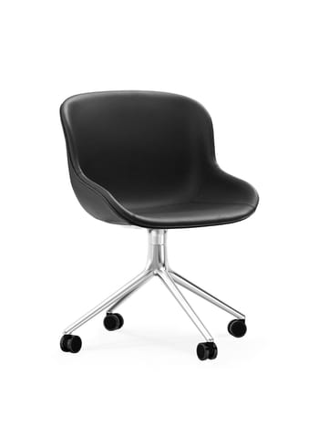 Normann Copenhagen - Puheenjohtaja - Hyg Chair Swivel 4W - full upholstery - Ultra leather black - Aluminum
