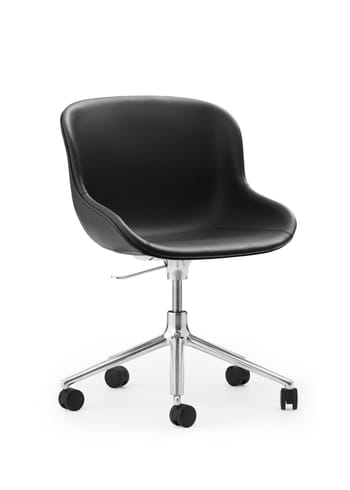 Normann Copenhagen - Puheenjohtaja - Hyg Chair Swivel 5W Gaslift - Full upholstery - Seat: Ultra leather black / Frame: Aluminum