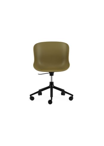 Normann Copenhagen - Stol - Hyg Chair Swivel 5W Gaslift - Seat: Olive / Base: Black Aluminum