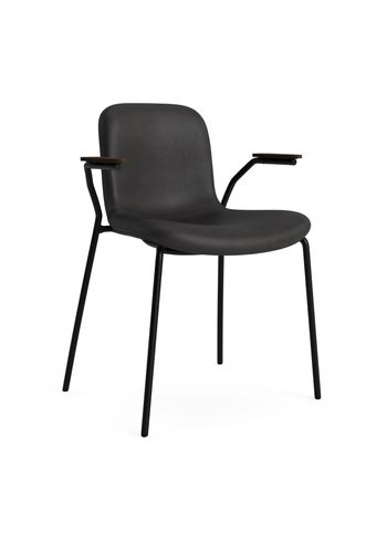 NORR11 - Chaise - Langue Chair Soft Steel w. Armrest - Frame: Black Steel / Armrest: Dark Smoked Oak / Upholstery: Dunes - Anthracite 21003