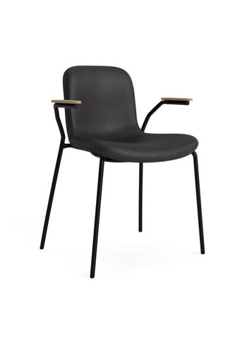 NORR11 - Chaise - Langue Chair Soft Steel w. Armrest - Frame: Black Steel / Armrest: Natural Oak / Upholstery: Dunes - Anthracite 21003