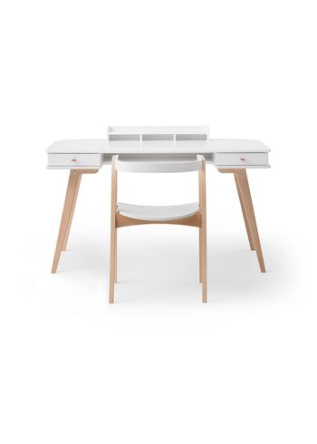 Oliver Furniture - Børnebord - Wood Skrivebord & Armstol Sæt - Hvid / Eg - H66