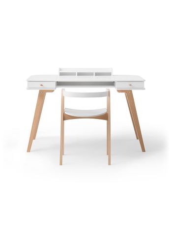Oliver Furniture - Børnebord - Wood Skrivebord & Armstol Sæt - Hvid / Eg - H72,6