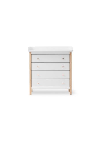 Oliver Furniture - Puslebord - Wood Nursery Dresser - White / Oak - 4 drawers