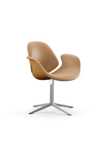 Onecollection - Loungestol - Council Lounge Chair / By Salto & Sigsgaard - Polished aluminum base w. Oiled Dark Oak / Nevada Sand seat