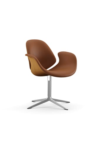 Onecollection - Loungestol - Council Lounge Chair / By Salto & Sigsgaard - Polished aluminum base w. Oiled Dark Oak / Prestige Cognac Leather seat