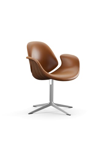 Onecollection - Loungestol - Council Lounge Chair / By Salto & Sigsgaard - Polished aluminum base w. Walnut / Nevada Cognac Leather seat