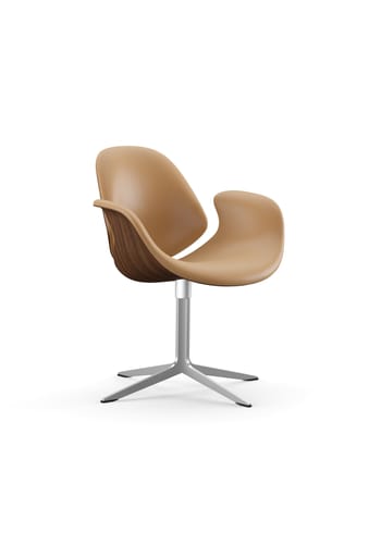 Onecollection - Loungestol - Council Lounge Chair / By Salto & Sigsgaard - Polished aluminum base w. Walnut / Nevada Sand Leather seat