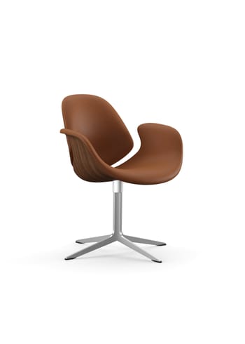 Onecollection - Loungestol - Council Lounge Chair / By Salto & Sigsgaard - Polished aluminum base w. Walnut / Prestige Cognac Leather seat