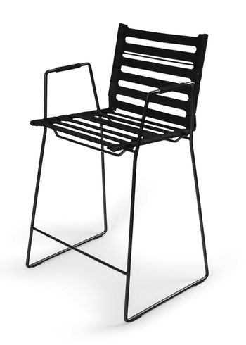 OX DENMARQ - Banco de bar - STRAP Bar Chair - Black Leather / Black Steel