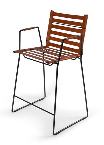 OX DENMARQ - Bar stool - STRAP Bar Chair - Cognac Leather / Black Steel
