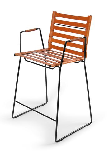 OX DENMARQ - Banco de bar - STRAP Bar Chair - Hazelnut Leather / Black Steel