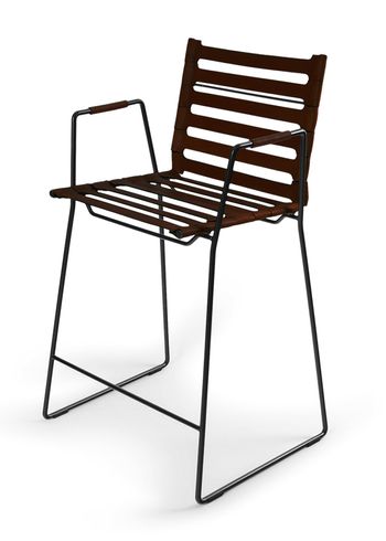 OX DENMARQ - Banco de bar - STRAP Bar Chair - Mocca Leather / Black Steel