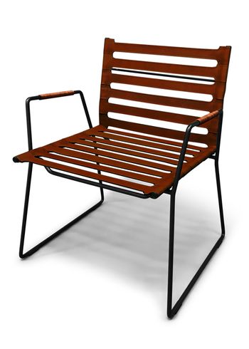 OX DENMARQ - Poltrona - STRAP LOUNGE Chair - Cognac Leather / Black Steel