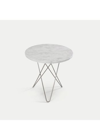 OX DENMARQ - Sofabord - Høj Mini O Bord - Hvid Carrara, rustfrit stål