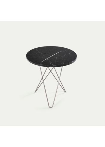 OX DENMARQ - Mesa de centro - Tall Mini O Table - Black Marquina, Stainless steel