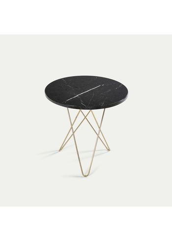 OX DENMARQ - Coffee Table - Tall Mini O Table - Black Marquina, Brass steel