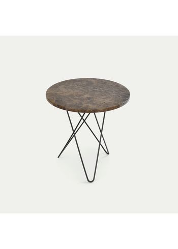 OX DENMARQ - Coffee Table - Tall Mini O Table - Brown Emperador, Black steel