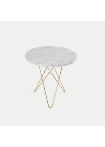 OX DENMARQ - Mesa de centro - Tall Mini O Table - White Carrara, Brass steel