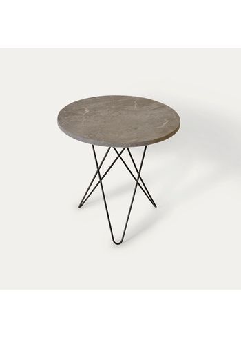 OX DENMARQ - Mesa de centro - Tall Mini O Table - Grey marble, Black steel