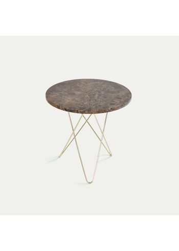 OX DENMARQ - Coffee Table - Tall Mini O Table - Brown Emperador, Brass steel