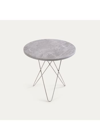 OX DENMARQ - Sofabord - Høj Mini O Bord - Grå marmor, rustfrit stål