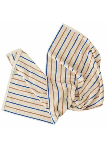 OYOY - Handduk - Raita Towel - Caramel / Optic Blue - Large