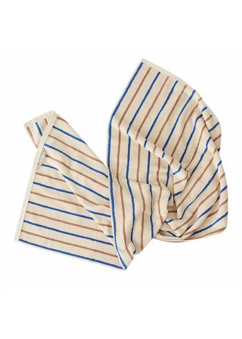 OYOY - Handduk - Raita Towel - Caramel / Optic Blue - X Large